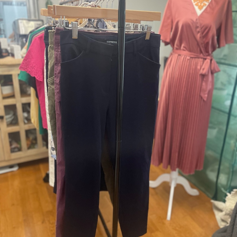 Express Navy Ankle Cropped Pants